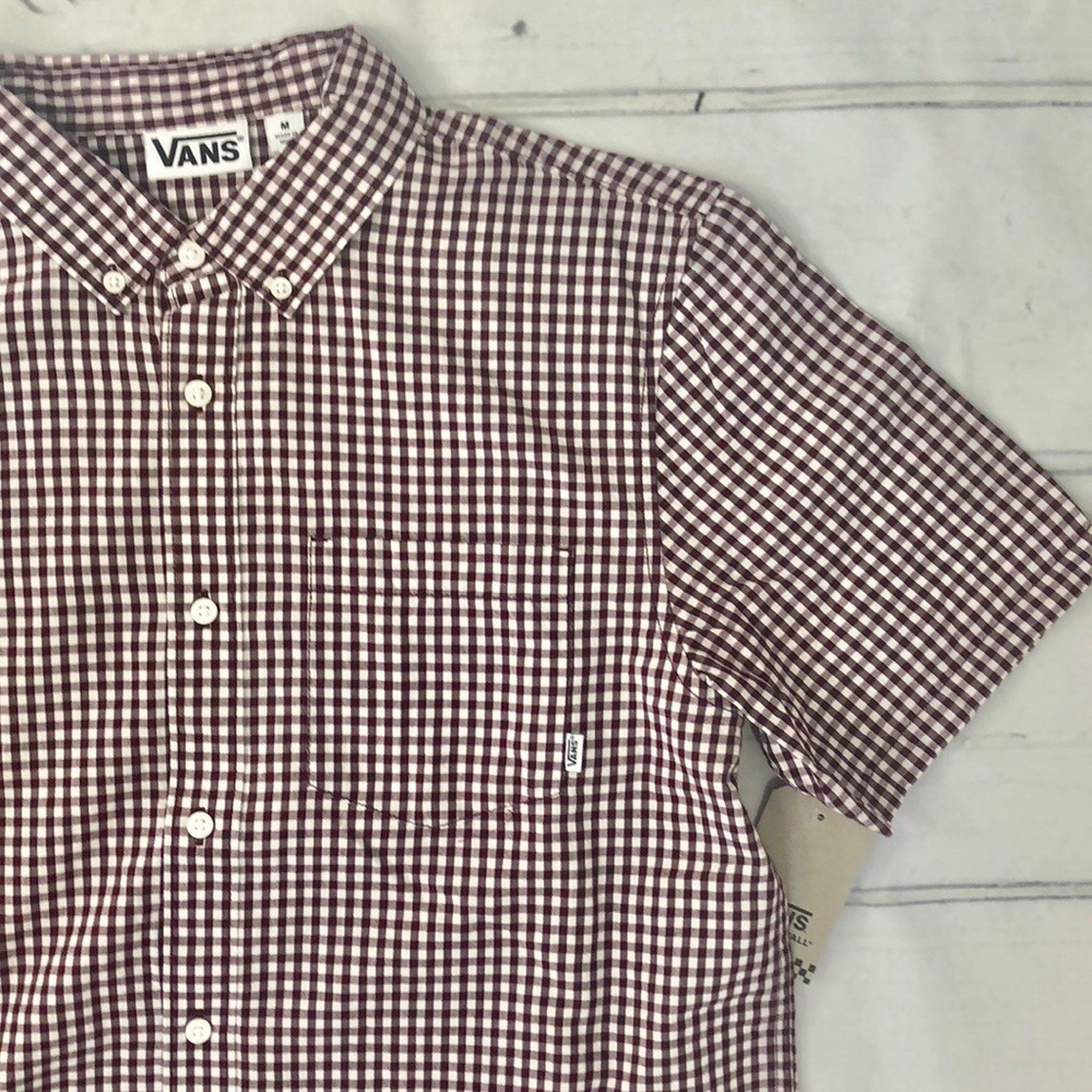 Vans Men’s NWT Dark Red Gingham Tee M